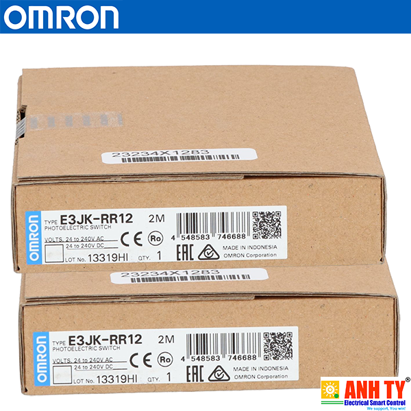 Omron E3JK-RR12 2M | Retro-reflective photoelectric sensor -Cảm biến quang phản xạ hồi quy LED đỏ Phân cực 6m AC/DC Relay L-ON/D-ON Cáp 2m