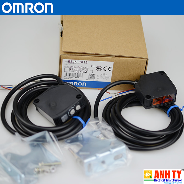 Omron E3JK-TR12 2M | Through-beam photoelectric sensor -Cảm biến quang thu-phát LED đỏ 5m AC/DC Relay L-ON/D-ON Cáp 2m