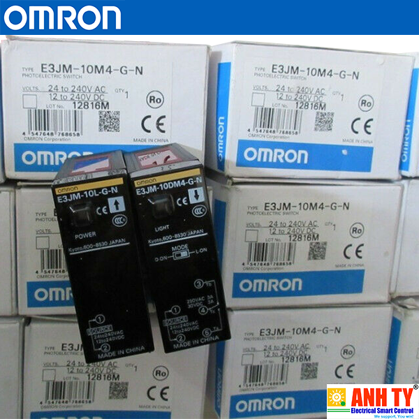 Omron E3JM-10M4-NN | Through-beam photoelectric sensor -Cảm biến quang thu-phát LED đỏ 10m Light-ON/Dark-ON Relay Terminal block