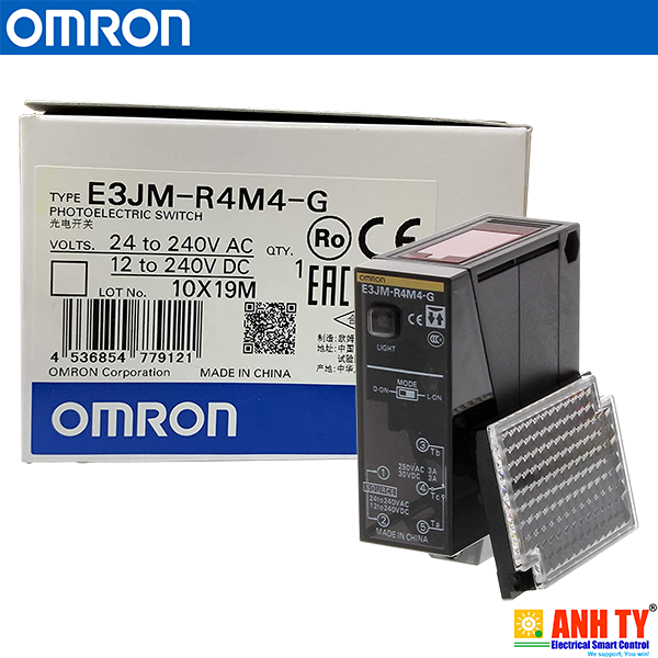 Omron E3JM-R4M4-G | Retro-reflective with M.S.R. photoelectric sensor -Cảm biến phản xạ hồi quy LED đỏ 4m Light-ON/Dark-ON Relay Cầu đấu