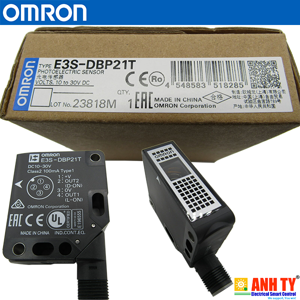 Omron E3S-DBP21 | Retro-Reflective photoelectric sensor -Cảm biến quang phản xạ hồi quy LED đỏ Vật trong suốt SmartTeach 4.5m PNP Đầu nối M12