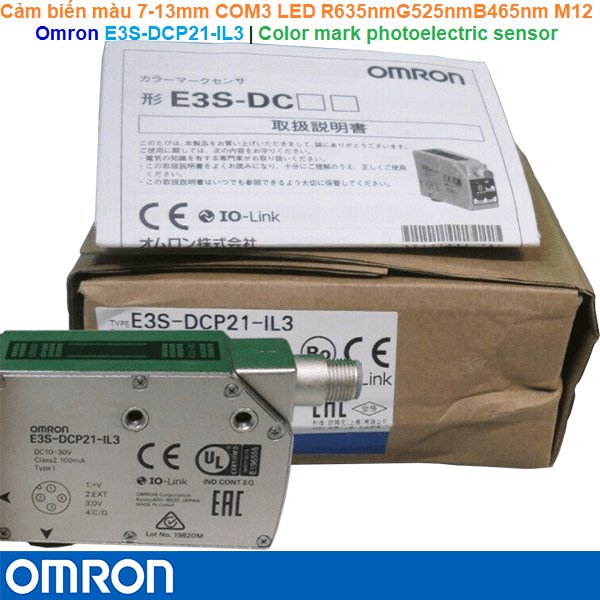 Omron E3S-DCP21-IL3 | Color mark photoelectric sensor -Cảm biến màu Diffuse-reflective 7-13mm COM3 LED Red635nm Green525nm Blue465nm M12