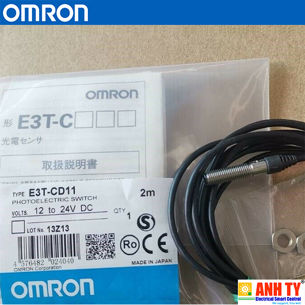 Omron E3T-CD11 2M | Diffuse photoelectric sensor -Cảm biến quang khuếch tán M6 Vỏ thép 50mm Light-ON NPN Cáp nối 2m