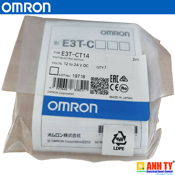 Omron E3T-CT14 2M | Through-beam photoelectric sensor -Cảm biến quang thu-phát M6 Vỏ kim loại 1m Dark-ON PNP Cáp nối 2m