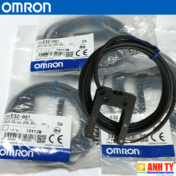 Omron E3Z-G61 2M | Through-beam photo micro sensor -Cảm biến quang thu-phát Slot LED hồng ngoại 25mm Light-ON/Dark-ON NPN 1-Axes Cáp 2m