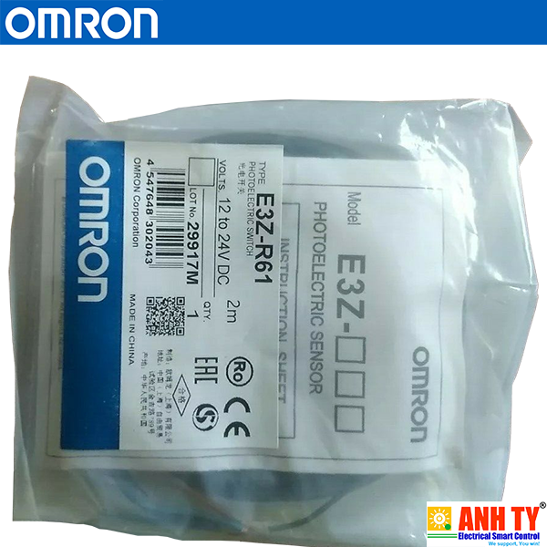 Omron E3Z-R61 2M | Retro-reflective -Cảm biến quang phản xạ hồi quy LED đỏ 4m NPN Light-ON/Dark-ON Cáp 2m