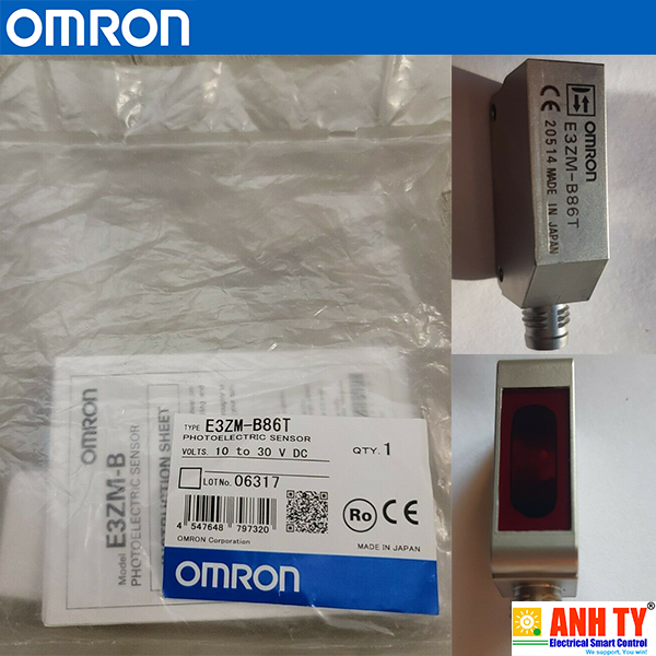 Omron E3ZM-B86T | Retro-reflective photoelectric sensor -Cảm biến quang phản xạ hồi quy Vỏ thép LED đỏ Vật thể trong suốt 500mm Chiết áp PNP Light-ON/Dark-ON Đầu nối M8 4-pin