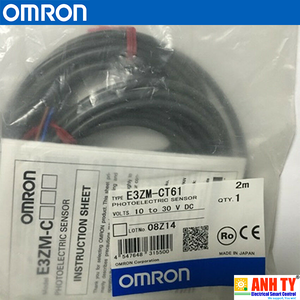 Omron E3ZM-CT61 2M | Through-beam photoelectric sensor -Cảm biến quang thu-phát Vỏ thép Kháng dầu LED hồng ngoại 15m NPN Light-ON/Dark-ON Cáp nối 2m