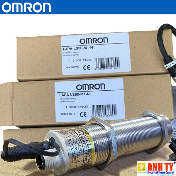 Omron E4PA-LS50-M1-N | Ultrasonic displacement sensor -Cảm biến chuyển vị siêu âm 50-500mm 100x100mm 380kHz 63ms 4-20mA 0-10V