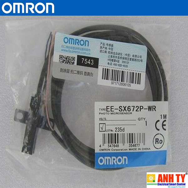 Omron EE-SX672P-WR 1M | Through-beam photo micro sensor -Cảm biến quang thu-phát Slot-T 5mm Dark-ON/Light-ON PNP Đèn báo Cáp 1m