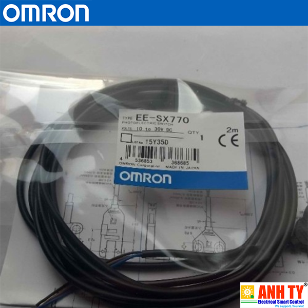 Omron EE-SX770 2M | Through-beam photo micro sensor -Cảm biến quang thu-phát Slot 5mm Dark-ON NPN Đèn báo Cáp 2m