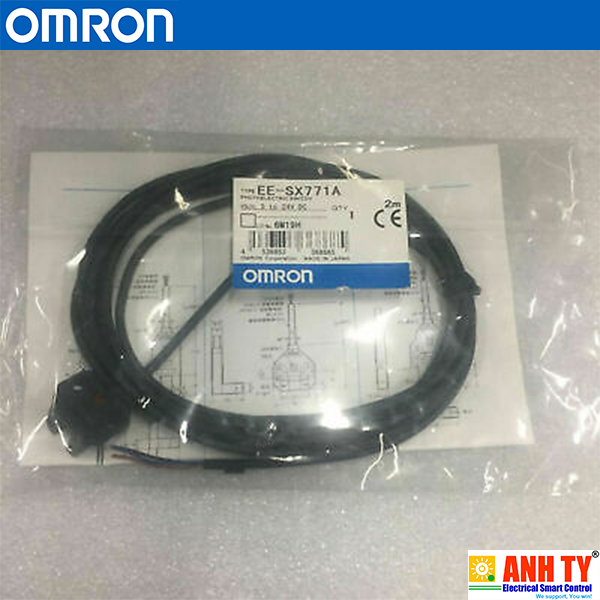 Omron EE-SX771A 2M | Through-beam photo micro sensor -Cảm biến quang thu-phát Slot-L 5mm Dark-ON NPN Cáp 2m