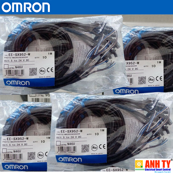 Omron EE-SX952-W 1M | Through-beam photo micro sensor -Cảm biến quang thu-phát Slot-F 5mm Dark-ON Light-ON NPN Đèn báo Cáp 1m