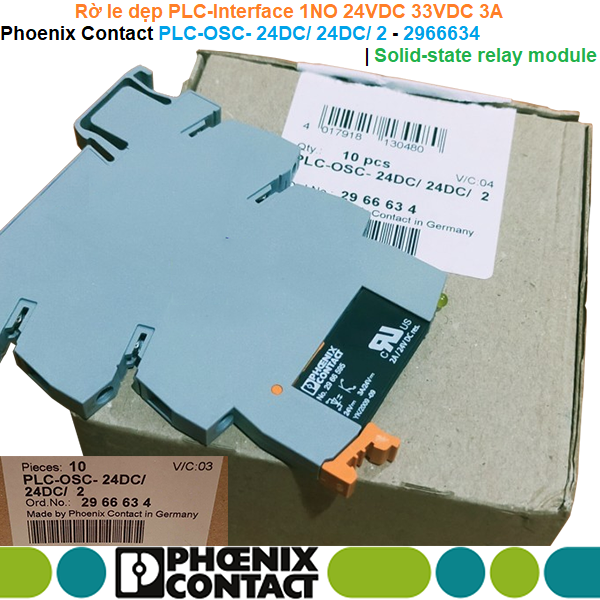 Phoenix Contact PLC-OSC- 24DC/ 24DC/ 2 - 2966634 | Solid-state relay module - Rờ le dẹp PLC-Interface 1NO 24VDC 33VDC 3A