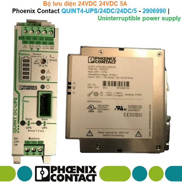 Phoenix Contact QUINT-UPS/24DC/24DC/5 - 2320212 | Uninterruptible power supply -Bộ lưu điện 24VDC 24VDC 5A