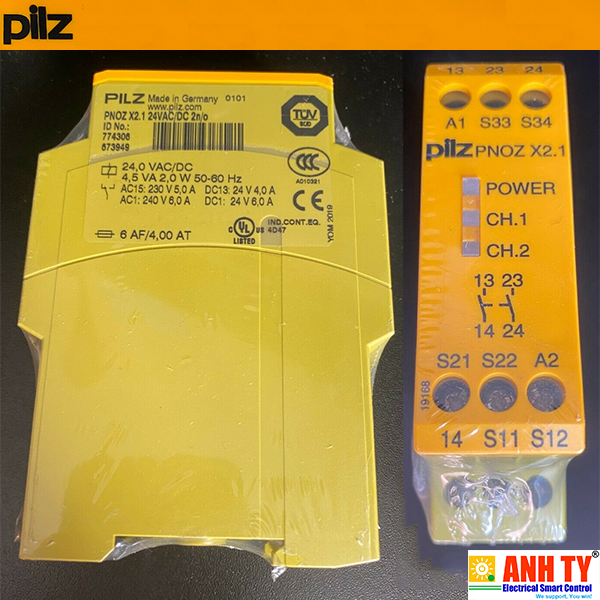 Pilz PNOZ X2.1 24VAC/DC 2n/o | 774306 | Safety relay -Rờ le an toàn 1/2-Kênh Phát hiện lỗi 2N/O 24V AC/DC 22.5mm Vít Giám sát E-STOP Cổng an toàn