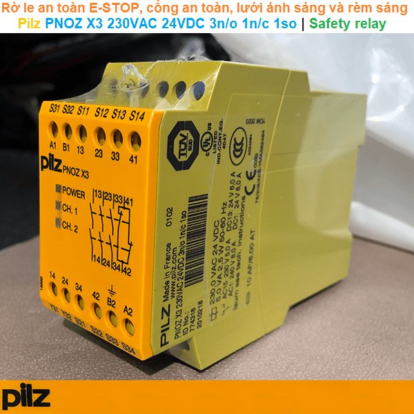 Pilz PNOZ X3 230VAC 24VDC 3n/o 1n/c 1so | 774318 | Safety relay -Rờ le an toàn 