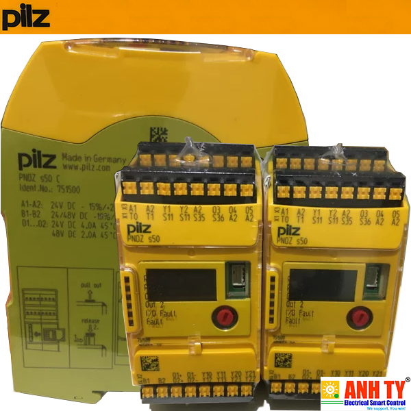 Pilz PNOZ s50 C | 751500 | PNOZsigma brake control and monitoring device -Thiết bị giám sát-điều khiển phanh PL e SIL 3 24VDC 2x5A