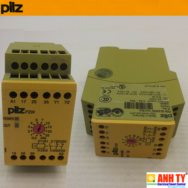 Pilz PZW 30/24VDC 1n/o 2n/c | 774019 | Safety relay -Rờ le bảo vệ 1-Kênh 1N/O 2N/C 24V DC 45mm Rơ le hẹn giờ xung Giám sát feedback loop Thời gian xung 12-levels 0.5-30s