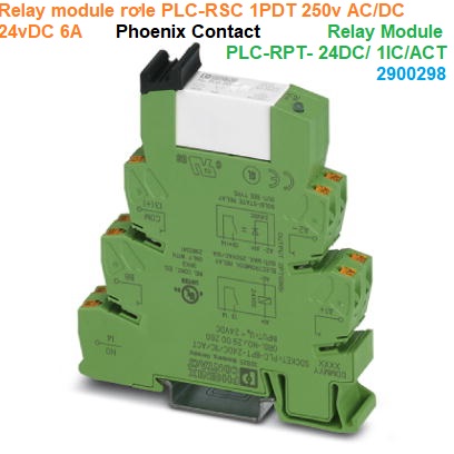 Relay module rơle PLC-RSC 1PDT 250v AC/DC 24vDC 6A - Phoenix Contact - Relay Module - PLC-RPT- 24DC/ 1IC/ACT - 2900298