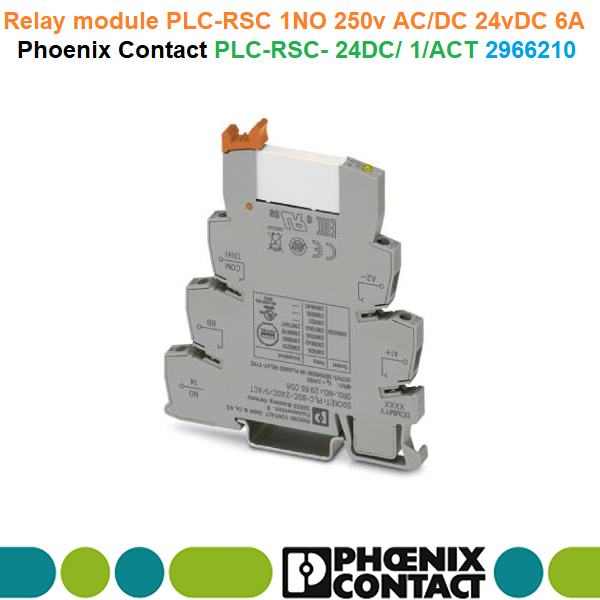 Relay module PLC-RSC 1NO 250v AC/DC 24vDC 6A - Phoenix Contact - PLC-RSC- 24DC/ 1/ACT - 2966210