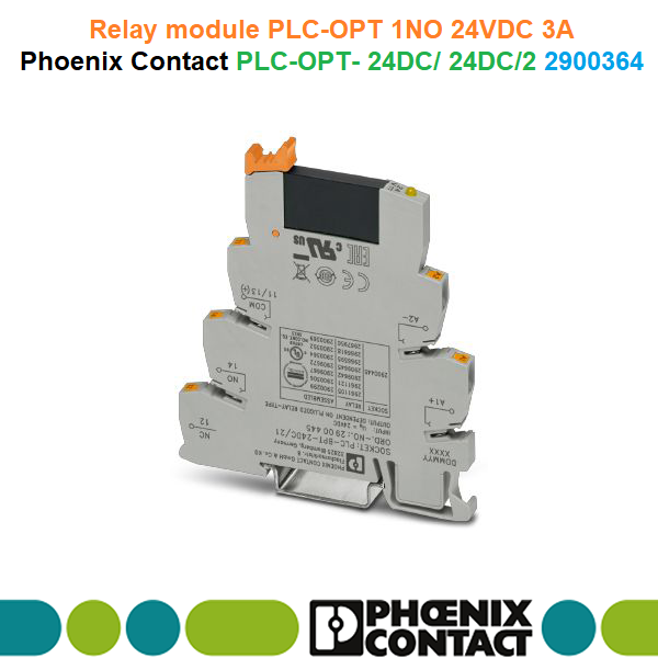 Relay module PLC-OPT 1NO 24VDC 3A - Phoenix Contact - PLC-OPT- 24DC/ 24DC/2 - 2900364