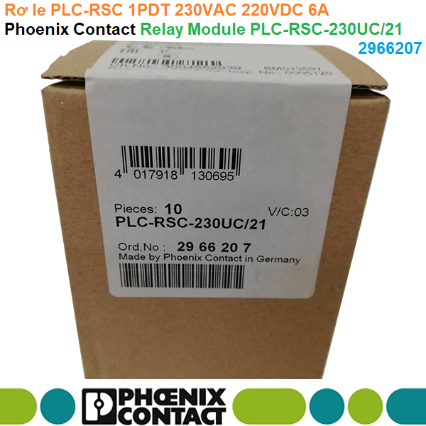 Rơ le PLC-RSC 1PDT 230VAC 220VDC 6A - Phoenix Contact - Relay Module PLC-RSC-230UC/21 - 2966207