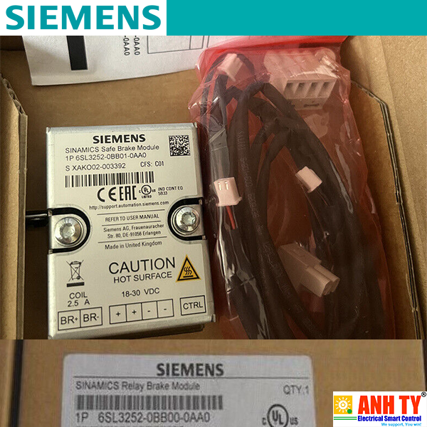 Rơle phanh an toàn cho Mô-đun nguồn S120 Siemens 6SL3252-0BB01-0AA0