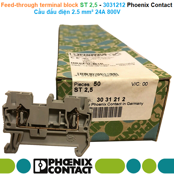 Phoenix Contact ST 2,5 - 3031212 Feed-through terminal block - Cầu đấu điện 2.5 mm² 24A 800V
