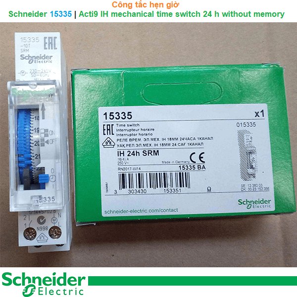 Schneider 15335 | Công tắc hẹn giờ Acti9 IH mechanical time switch 24 h without memory