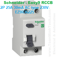 CB chống dòng rò RCCB Schneider - Easy9 RCCB - 2P 25A 30mA AC type 230V - EZ9R36225