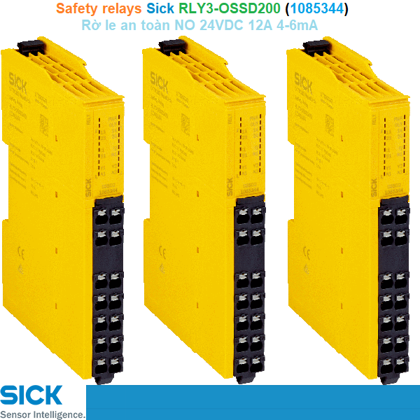 Sick RLY3-OSSD200 (1085344) Safety relays - Rờ le an toàn NO 24VDC 12A 4-6mA
