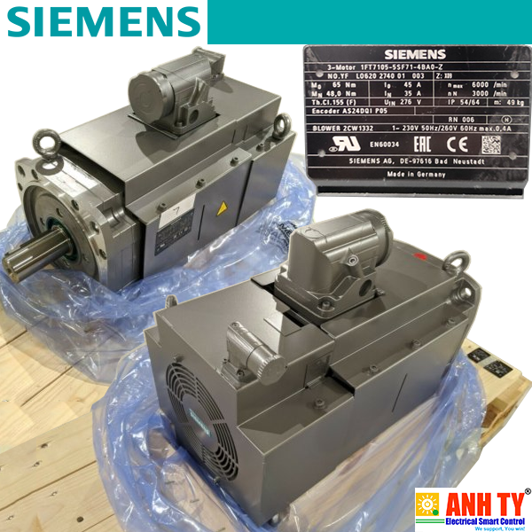 Siemens 1FT7105-5SF71-1BG0-Z | SIMOTICS S Synchronous motor -Động cơ đồng bộ 1FT7 65Nm 100K 3000rpm 15.10kW Thông gió bắt buột