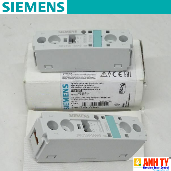 Siemens 3RF2150-1AA45 | Semiconductor relay 3RF2 -Rờ le bán dẫn 1P 50A 48-600V/4-30VDC Đầu bắt vít Blocking voltage 1200V
