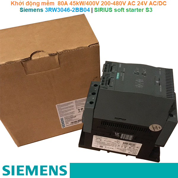 Siemens 3RW3046-2BB04 | Khởi động mềm SIRIUS soft starter S3 80A 45kW/400V 200-480V AC 24V AC/DC Spring terminals