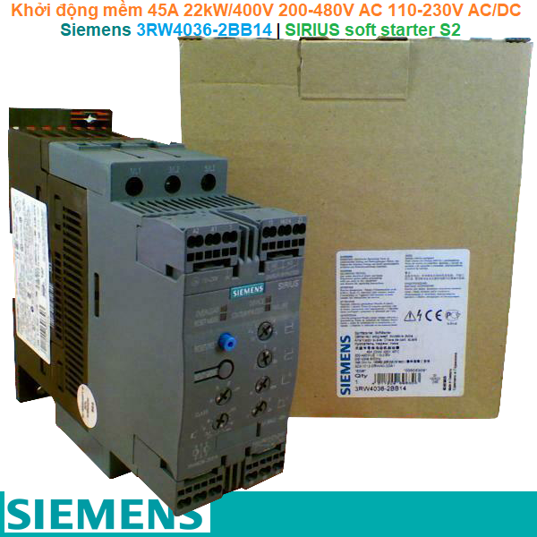 Siemens 3RW4036-2BB14 | Khởi động mềm SIRIUS soft starter S2 45A 22kW/400V 200-480V AC 110-230V AC/DC spring terminals