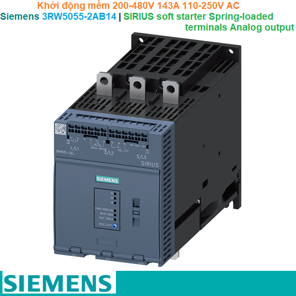 Siemens 3RW5055-2AB14 | Khởi động mềm SIRIUS soft starter 200-480V 143A 110-250V AC Spring-loaded terminals Analog output