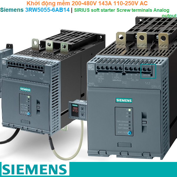Siemens 3RW5055-6AB14 | Khởi động mềm SIRIUS soft starter 200-480V 143A 110-250V AC Screw terminals Analog output