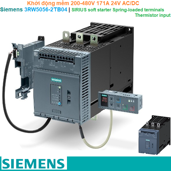 Siemens 3RW5056-2TB04 | Khởi động mềm SIRIUS soft starter 200-480V 171A 24V AC/DC Spring-loaded terminals Thermistor input