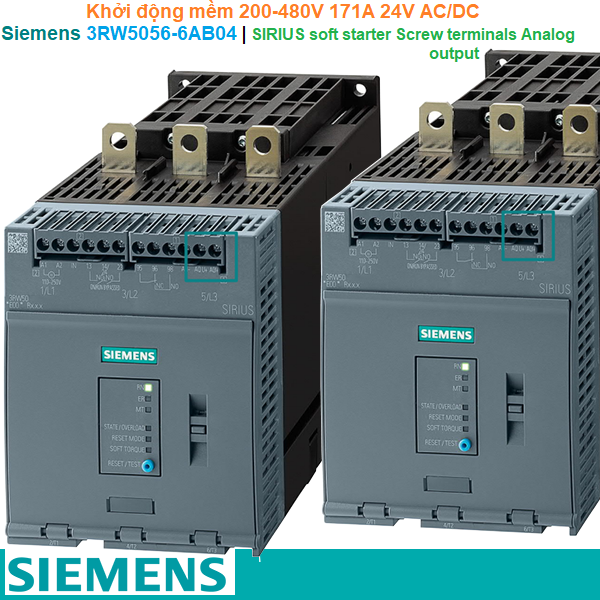 Siemens 3RW5056-6AB04 | Khởi động mềm SIRIUS soft starter 200-480V 171A 24V AC/DC Screw terminals Analog output