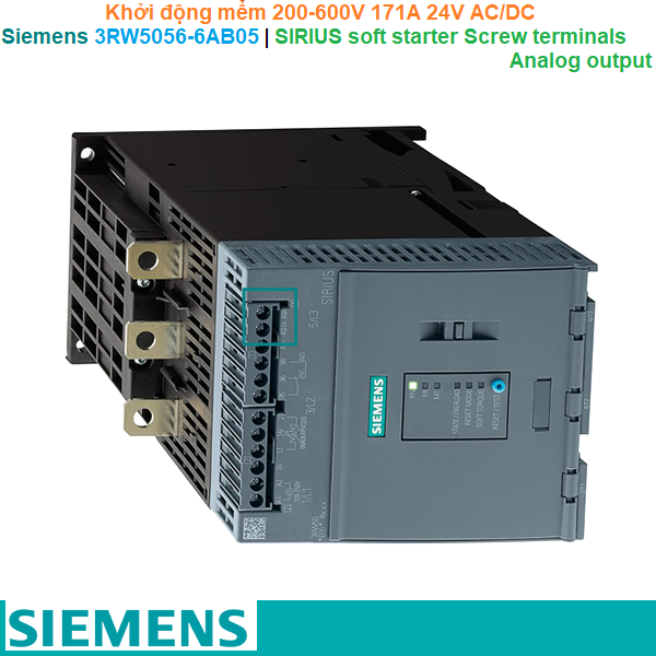Siemens 3RW5056-6AB05 | Khởi động mềm SIRIUS soft starter 200-600V 171A 24V AC/DC Screw terminals Analog output