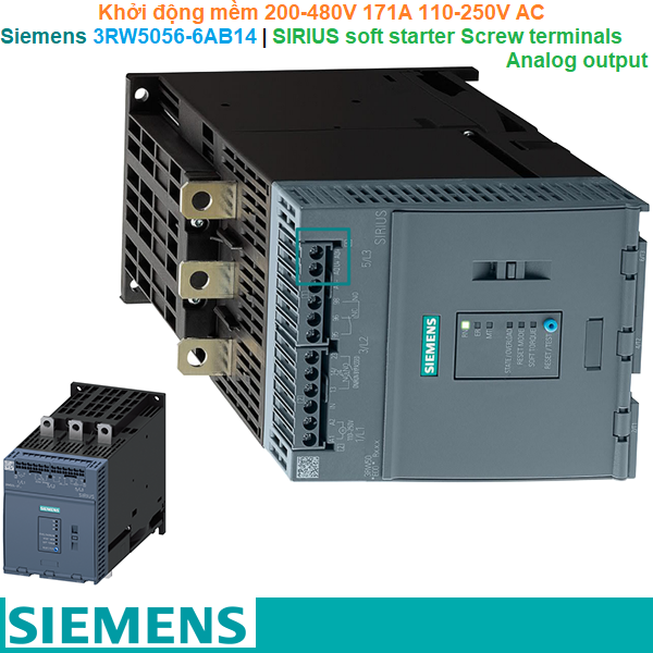 Siemens 3RW5056-6AB14 | Khởi động mềm SIRIUS soft starter 200-480V 171A 110-250V AC Screw terminals Analog output