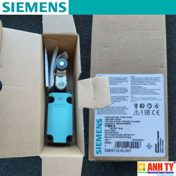 Siemens 3SE5112-0LH01 | Position switch -Công tắc giới hạn Vỏ kim loại 40mm EN 50041 1NO/2NC Cần kim loại 27mm Con lăn nhựa 19mm
