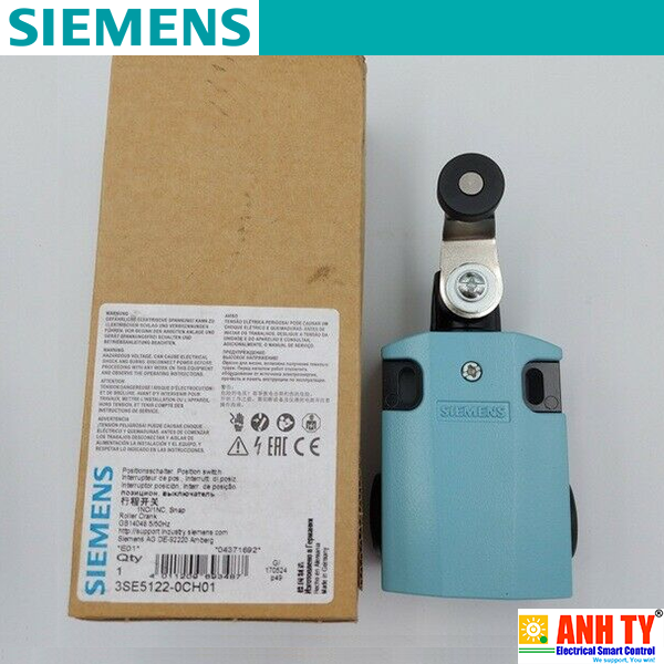Siemens 3SE5122-0CH01 | Position switch -Công tắc vị trí Vỏ kim loại 56mm 3x (M20x 1.5) 1NO/1NC Cần kim loại 27mm Con lăn nhựa 19mm