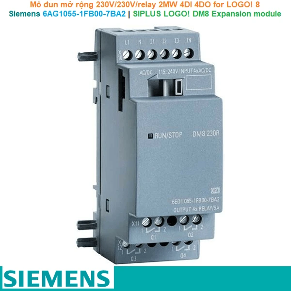 Siemens 6AG1055-1FB00-7BA2 | SIPLUS LOGO! DM8 230 V Expansion module -Mô đun mở rộng Logo 230V/230V/relay 2MW 4DI 4DO for LOGO! 8