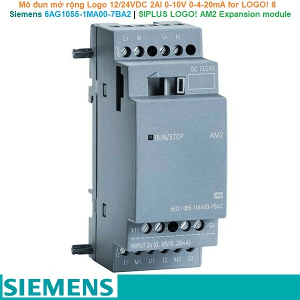 Siemens 6AG1055-1MA00-7BA2 | SIPLUS LOGO! AM2 Expansion module -Mô đun mở rộng Logo 12/24VDC 2AI 0-10V 0-4-20mA for LOGO! 8