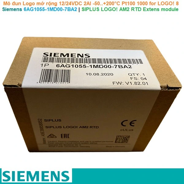 Siemens 6AG1055-1MD00-7BA2 | SIPLUS LOGO! AM2 RTD Extens module -Mô đun Logo mở rộng 12/24VDC 2AI -50..+200°C Pt100 1000 for LOGO! 8