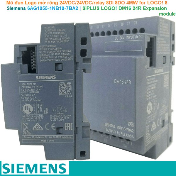 Siemens 6AG1055-1NB10-7BA2 | SIPLUS LOGO! DM16 24R Expansion module -Mô đun Logo mở rộng 24VDC/24VDC/relay 8DI 8DO 4MW for LOGO! 8