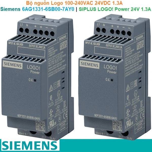 Siemens 6AG1331-6SB00-7AY0 | SIPLUS LOGO! Power 24V 1.3A stabilized power supply -Bộ nguồn Logo 100-240VAC 24VDC 1.3A
