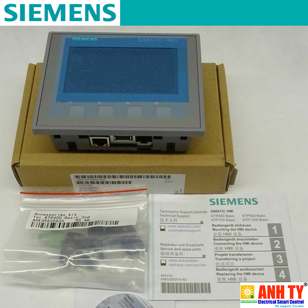 Siemens 6AV2123-2DB03-0AX0 | SIMATIC HMI KTP400 Basic -Màn hình điều khiển Basic panel phím/chạm TFT 4" 65536 màu PROFINET WinCC Basic V13/ STEP 7 Basic V13